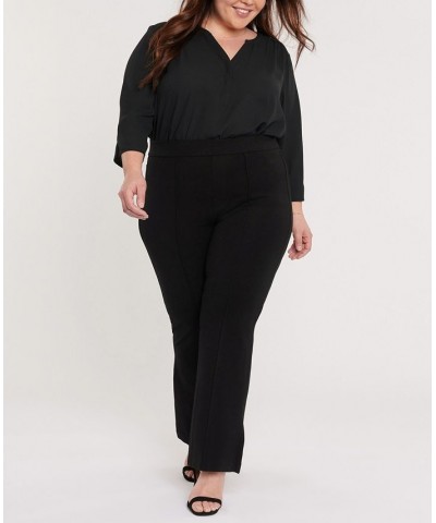 Plus Size Sculpt-Her Pull On Ponte Flare Leg Pant Jet Black $27.14 Pants