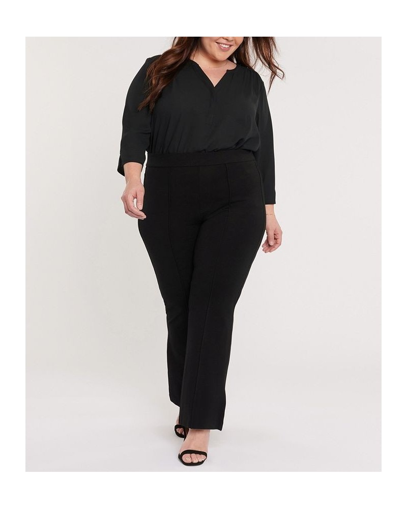 Plus Size Sculpt-Her Pull On Ponte Flare Leg Pant Jet Black $27.14 Pants