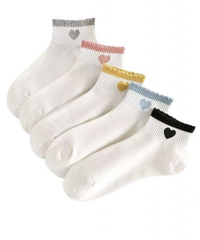 Women's Heart and Scalloped Ankle Sock Five Pack White $15.68 Socks