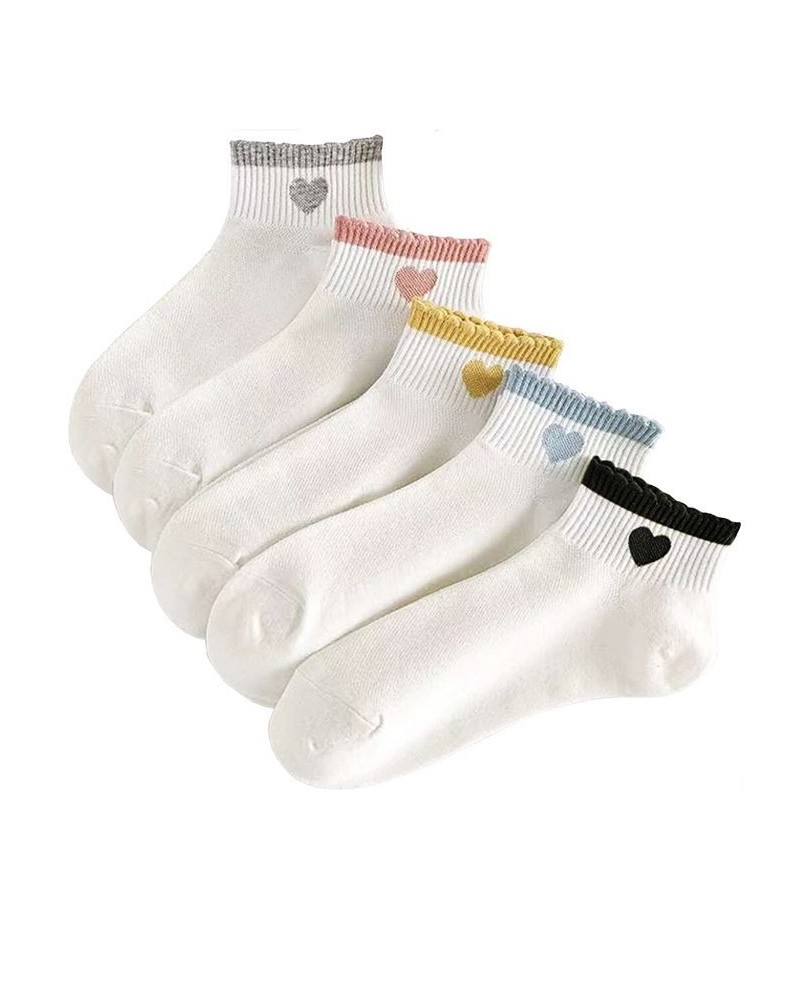 Women's Heart and Scalloped Ankle Sock Five Pack White $15.68 Socks