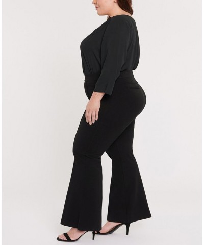 Plus Size Sculpt-Her Pull On Ponte Flare Leg Pant Jet Black $27.14 Pants