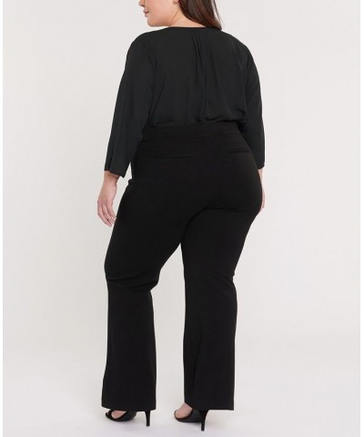 Plus Size Sculpt-Her Pull On Ponte Flare Leg Pant Jet Black $27.14 Pants