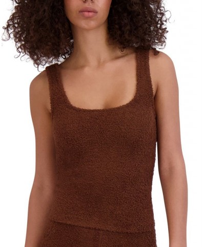 Women's Scoop-Neck Chenille Sleep Tank Top Brown $15.39 Sleepwear