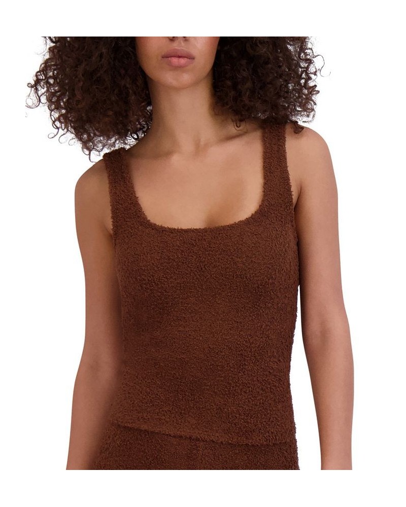 Women's Scoop-Neck Chenille Sleep Tank Top Brown $15.39 Sleepwear