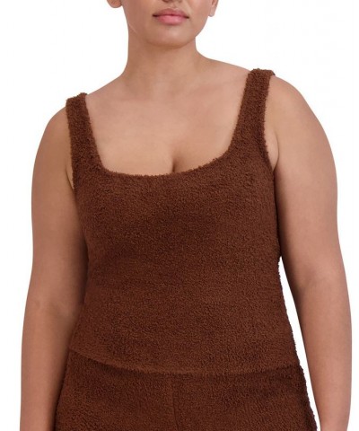 Women's Scoop-Neck Chenille Sleep Tank Top Brown $15.39 Sleepwear