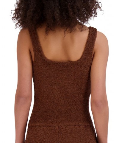 Women's Scoop-Neck Chenille Sleep Tank Top Brown $15.39 Sleepwear