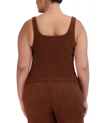 Women's Scoop-Neck Chenille Sleep Tank Top Brown $15.39 Sleepwear