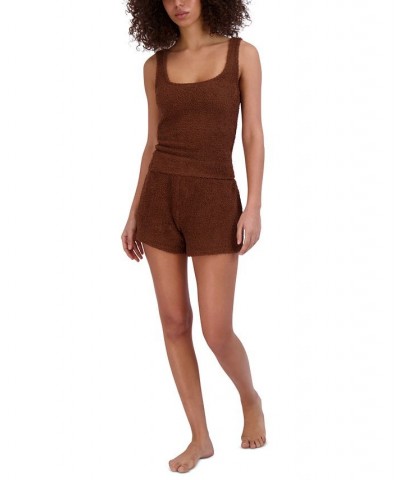 Women's Scoop-Neck Chenille Sleep Tank Top Brown $15.39 Sleepwear