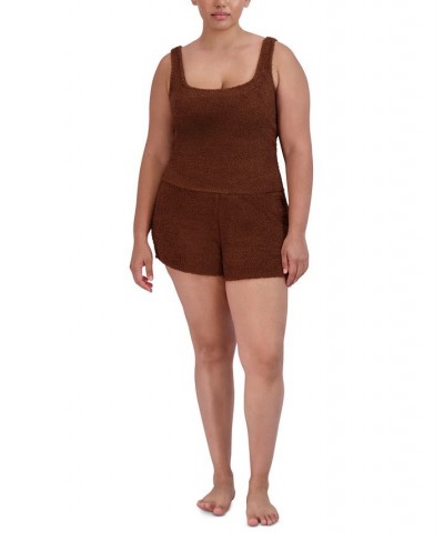 Women's Scoop-Neck Chenille Sleep Tank Top Brown $15.39 Sleepwear