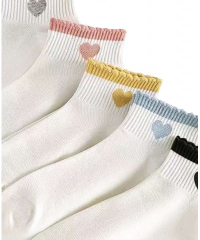 Women's Heart and Scalloped Ankle Sock Five Pack White $15.68 Socks