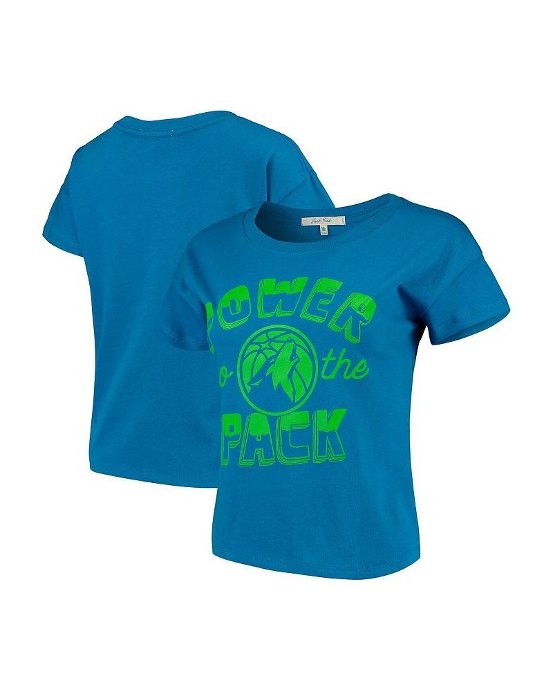 Women's Blue Minnesota Timberwolves Boyfriend Crop T-shirt Blue $17.50 Tops