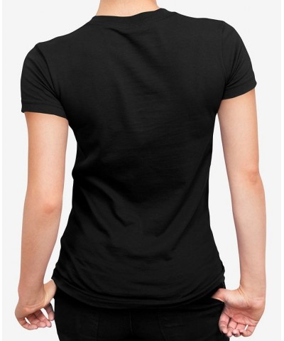 Women's Mom Sunflower Word Art V-Neck T-shirt Black $19.24 Tops