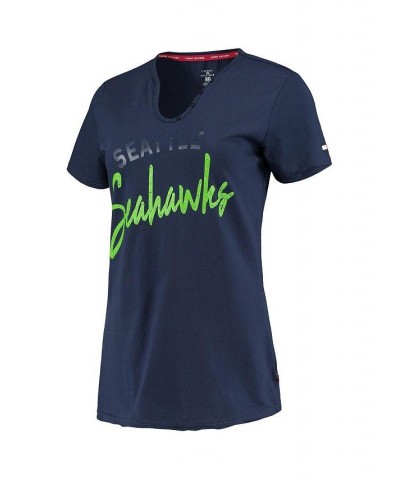 Women's College Navy Seattle Seahawks Riley V-Neck T-shirt Navy $19.11 Tops