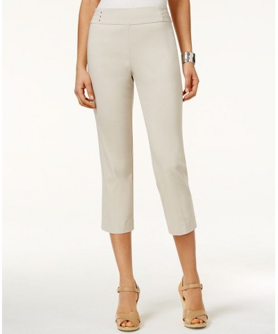 Petite Rivet-Detail Tummy Control Capri Pants Tan/Beige $17.39 Pants