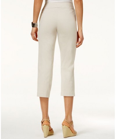 Petite Rivet-Detail Tummy Control Capri Pants Tan/Beige $17.39 Pants