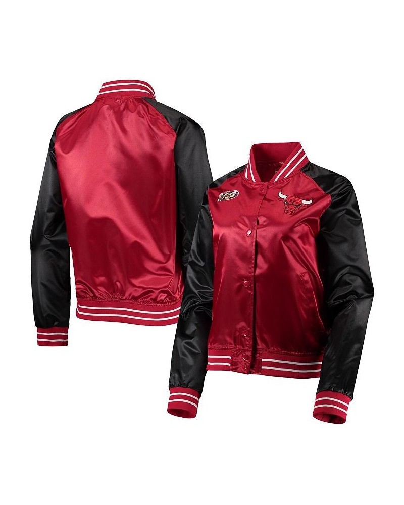 Women's Red Chicago Bulls Hardwood Classics Raglan Satin Full-Snap Jacket Red $54.00 Jackets