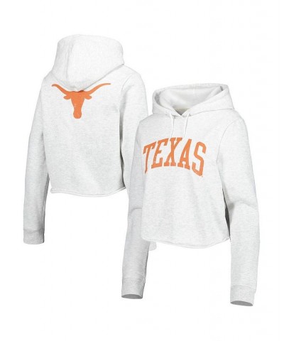 Women's Ash Texas Longhorns 2-Hit 1636 Cropped Pullover Hoodie Ash $27.95 Sweatshirts