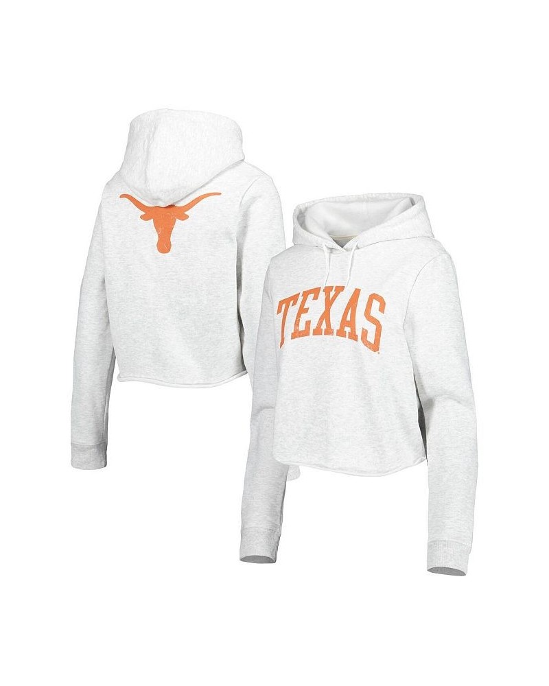 Women's Ash Texas Longhorns 2-Hit 1636 Cropped Pullover Hoodie Ash $27.95 Sweatshirts