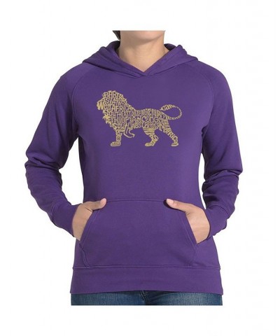 Women's Word Art Hooded Sweatshirt -Lion Black $27.00 Sweatshirts