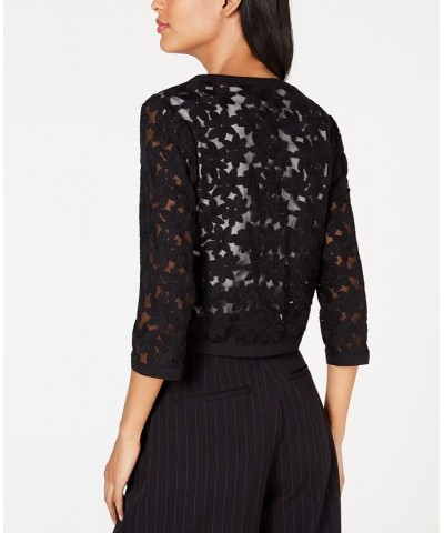 Broderie Cropped Lace Cardigan Black $53.46 Sweaters