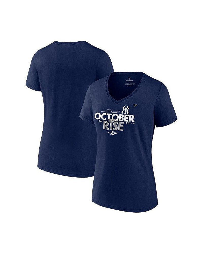 Women's Branded Navy New York Yankees 2022 Postseason Locker Room V-Neck Plus Size T-shirt Navy $31.79 Tops