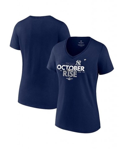 Women's Branded Navy New York Yankees 2022 Postseason Locker Room V-Neck Plus Size T-shirt Navy $31.79 Tops