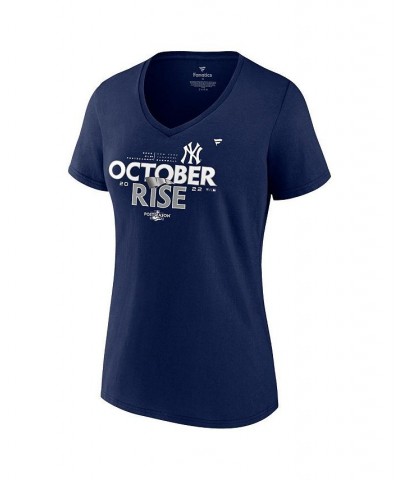 Women's Branded Navy New York Yankees 2022 Postseason Locker Room V-Neck Plus Size T-shirt Navy $31.79 Tops