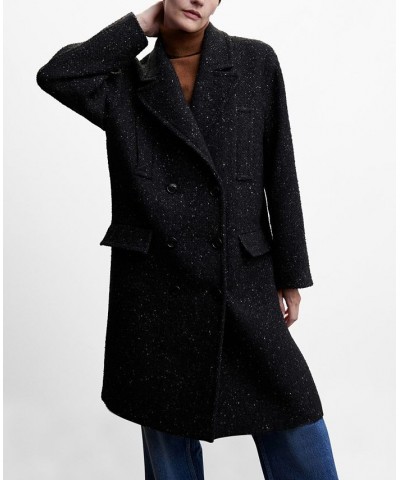 Women's Marbled Double Breasted Coat Black $71.40 Coats