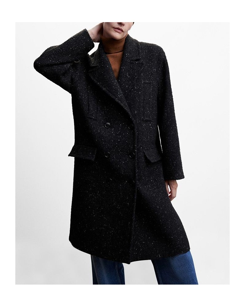 Women's Marbled Double Breasted Coat Black $71.40 Coats