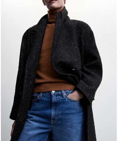 Women's Marbled Double Breasted Coat Black $71.40 Coats