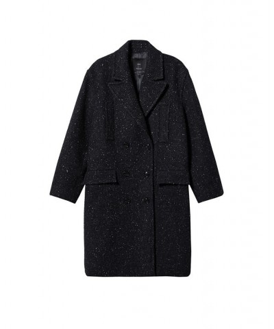 Women's Marbled Double Breasted Coat Black $71.40 Coats