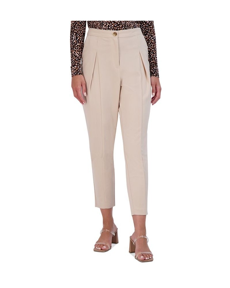 Women's High-Rise Pleated Straight-Leg Ankle Pants Frappe $27.00 Pants