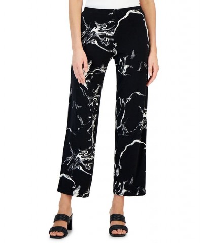 Women's Printed Wide-Leg Pants Black Marble $17.09 Pants