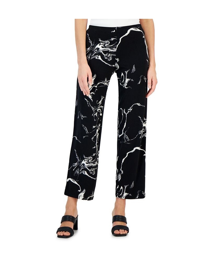 Women's Printed Wide-Leg Pants Black Marble $17.09 Pants