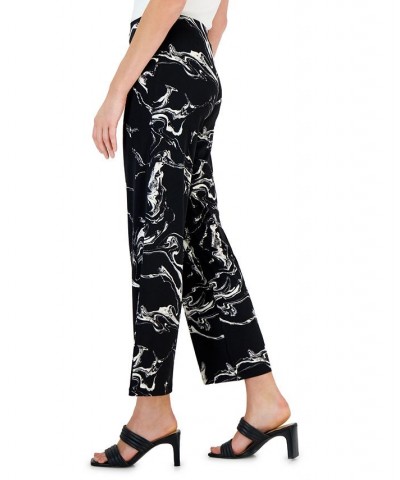 Women's Printed Wide-Leg Pants Black Marble $17.09 Pants