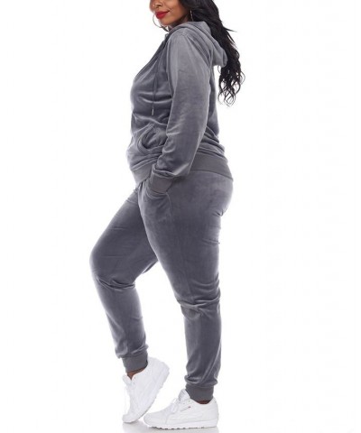 Plus Size Velour Tracksuit Loungewear 2pc Set Gray $35.19 Sleepwear