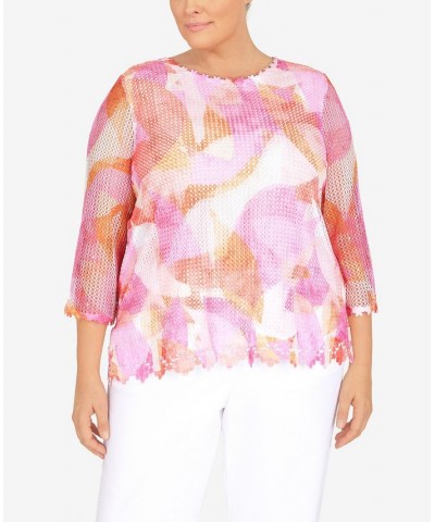 Plus Size Stained Glass Mesh Top Multi $35.33 Tops