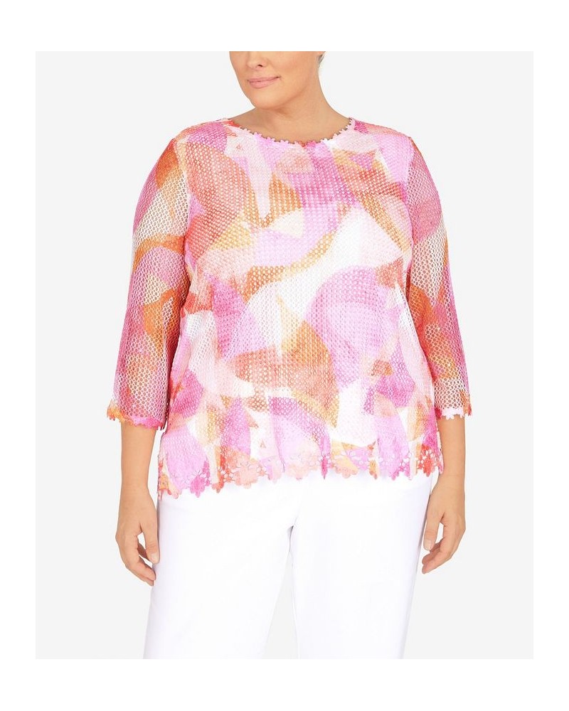 Plus Size Stained Glass Mesh Top Multi $35.33 Tops