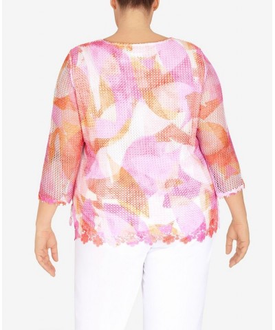 Plus Size Stained Glass Mesh Top Multi $35.33 Tops