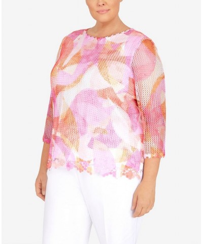 Plus Size Stained Glass Mesh Top Multi $35.33 Tops