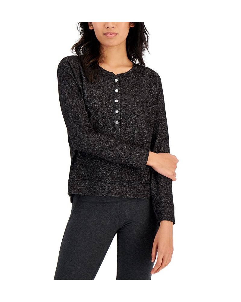 Women's Long-Sleeve Hacci Pajama Top Charcoal Grey $12.36 Sleepwear