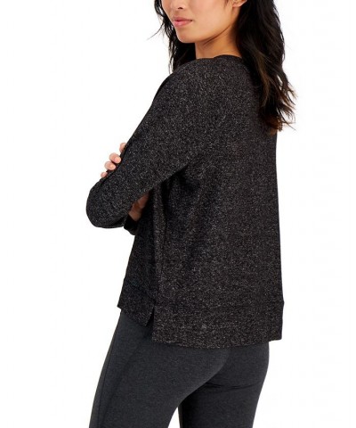 Women's Long-Sleeve Hacci Pajama Top Charcoal Grey $12.36 Sleepwear