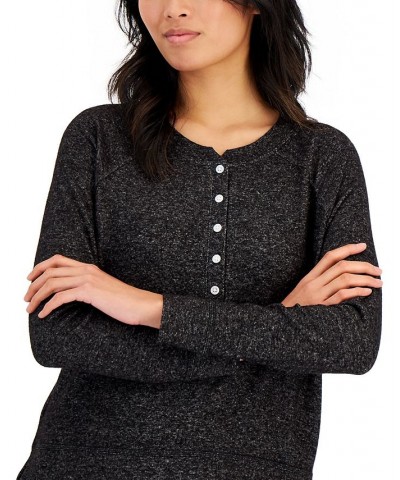 Women's Long-Sleeve Hacci Pajama Top Charcoal Grey $12.36 Sleepwear