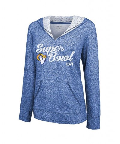 Women's Los Angeles Rams Super Bowl LVI Bound Arrival Slub V-Neck Pullover Hoodie Heathered Royal $39.10 Sweatshirts