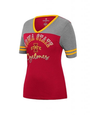 Women's Cardinal Heathered Gray Iowa State Cyclones There You Are V-Neck T-shirt Cardinal, Heathered Gray $19.80 Tops