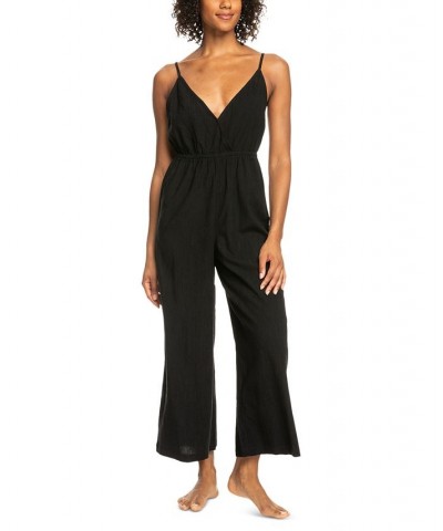 Juniors' Never Ending Summer Flare-Leg Jumpsuit Anthracite $35.72 Swimsuits