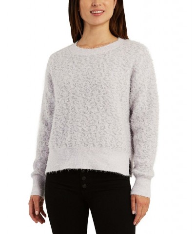 Juniors' Metallic-Threaded Eyelash-Texture Sweater Pat F $15.14 Sweaters