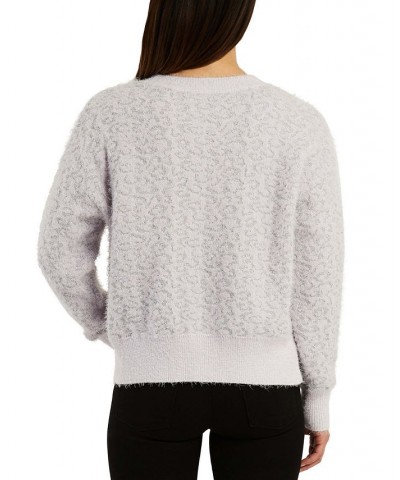 Juniors' Metallic-Threaded Eyelash-Texture Sweater Pat F $15.14 Sweaters