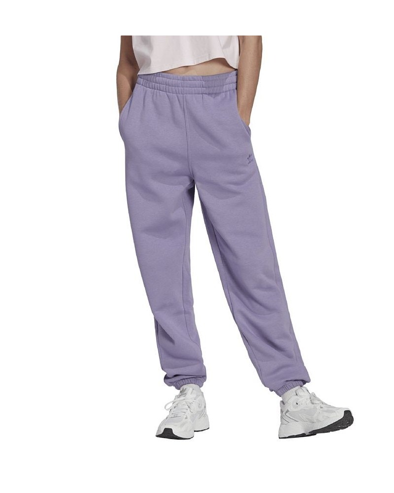 Women's Essentials Fleece High Rise Waist Joggers Purple $31.20 Pants