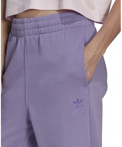 Women's Essentials Fleece High Rise Waist Joggers Purple $31.20 Pants